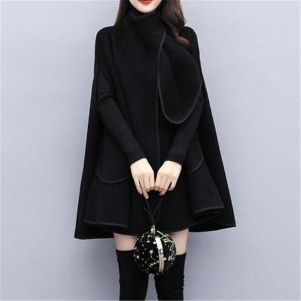 women's wool & blends spring autumn coats solid cloak loose plus size female shawl long sleeve lady trendy outerwear casual mujer, Black
women's wool & blends spring autumn coats solid cloak loose plus size female shawl long sleeve lady trendy outerwear casual mujer, Black