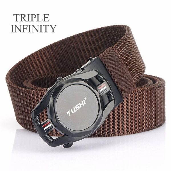 waist support triple infinity men's automatic buckle canvas belt outdoor casual nylon knit trousers multifunction tactical male belts, Black;gray
waist support triple infinity men's automatic buckle canvas belt outdoor casual nylon knit trousers multifunction tactical male belts, Black;gray
