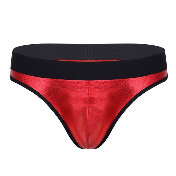 men lingerie thongs rave underwear metallic patent leather bulge pouch briefs low waist elastic waistband t-back underpants, Black;white
men lingerie thongs rave underwear metallic patent leather bulge pouch briefs low waist elastic waistband t-back underpants, Black;white