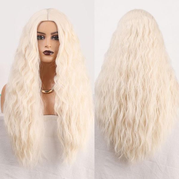 #60 blonde color wavy lace front wigs synthetic hair for women with baby natural hairline 13x4 wig1, Black
#60 blonde color wavy lace front wigs synthetic hair for women with baby natural hairline 13x4 wig1, Black