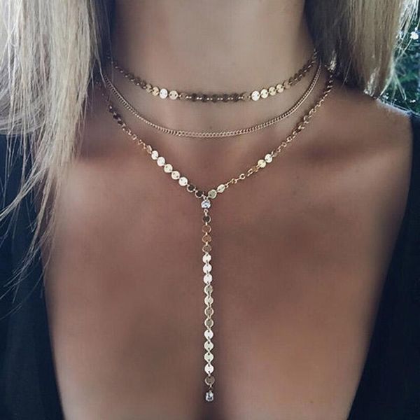 pendant necklaces est fashion jewelry accessories gold color multiple layers sheet chain with crystal necklace for couple lovers' n461, Silver
pendant necklaces est fashion jewelry accessories gold color multiple layers sheet chain with crystal necklace for couple lovers' n461, Silver