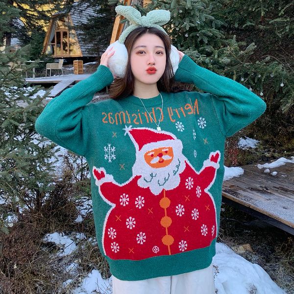 2 colors 2021 autumn winter korean style thick warm knitted sweaters womens vintage christmas sweater and pullovers (c8675), White;black
2 colors 2021 autumn winter korean style thick warm knitted sweaters womens vintage christmas sweater and pullovers (c8675), White;black