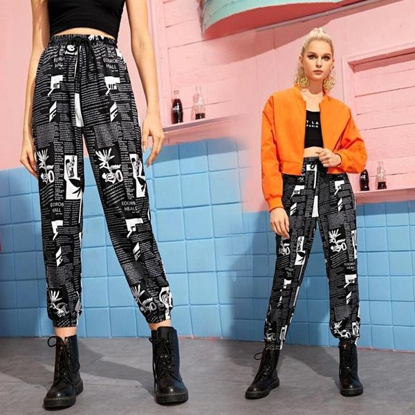 women's pants & capris fashion spaper printing lace-up closed overalls casual gothic style street trousers women, Black;white
women's pants & capris fashion spaper printing lace-up closed overalls casual gothic style street trousers women, Black;white