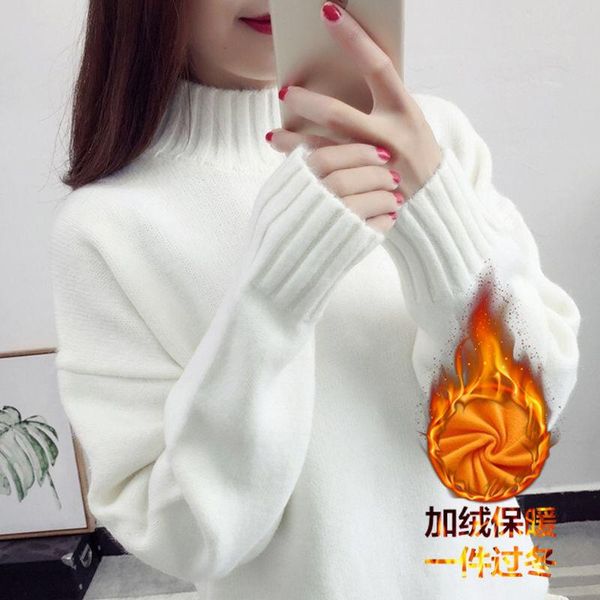 women's sweaters plush / no sweater high neck pullover autumn and winter thickened loose short student's bottom, White;black
women's sweaters plush / no sweater high neck pullover autumn and winter thickened loose short student's bottom, White;black