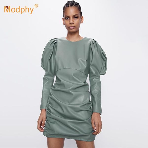 casual dresses long puff sleeve pu leather dress women's pleated mini club celebrity party runway female 2021 fall fashion, Black;gray
casual dresses long puff sleeve pu leather dress women's pleated mini club celebrity party runway female 2021 fall fashion, Black;gray