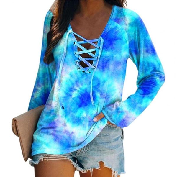 women's blouses & shirts long sleeve gradient color casual women blouse fall winter tie dye front bandage strap lady streetwear 202, White
women's blouses & shirts long sleeve gradient color casual women blouse fall winter tie dye front bandage strap lady streetwear 202, White