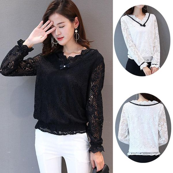 women's blouses & shirts 2021 casual black white spring summer women flower lace shirt blouse chiffon large size lady hollow out base
women's blouses & shirts 2021 casual black white spring summer women flower lace shirt blouse chiffon large size lady hollow out base