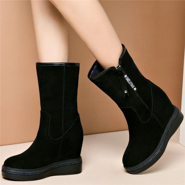 dress shoes women genuine leather wedges high heel platform pumps female winter warm fur snow boots hi-round toe fashion sneakers, Black
dress shoes women genuine leather wedges high heel platform pumps female winter warm fur snow boots hi-round toe fashion sneakers, Black