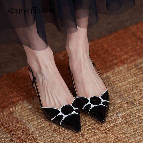 sophitina light luxury women's sandals pointed toe low heel stitching side empty shoes buckle color-blocking female shoes ao509 210513, Black
sophitina light luxury women's sandals pointed toe low heel stitching side empty shoes buckle color-blocking female shoes ao509 210513, Black