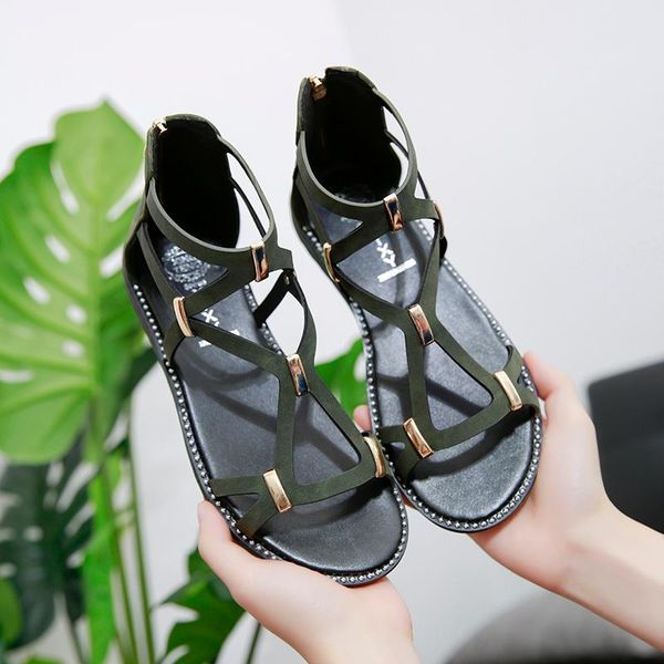 women's 2021 summer one-word buckle leather fashion sandals front and back straps flat heel comfortable female shoes, Black
women's 2021 summer one-word buckle leather fashion sandals front and back straps flat heel comfortable female shoes, Black