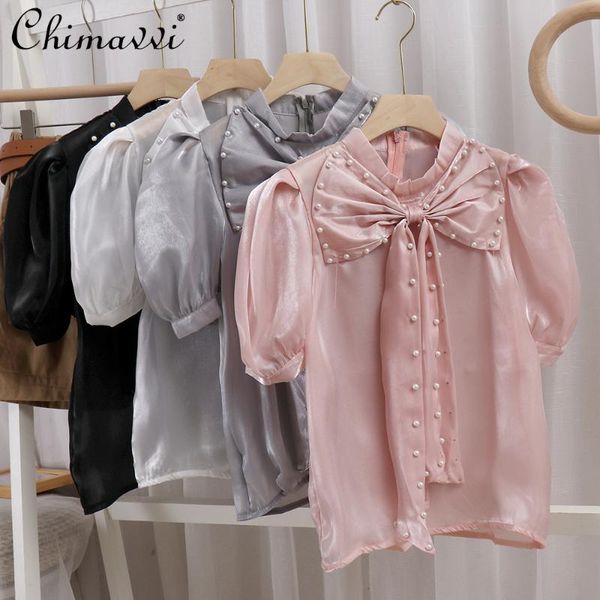 women's blouses & shirts elegant retro french style sweet square collar beaded bowknot patchwork shirt female's high street puff s, White
women's blouses & shirts elegant retro french style sweet square collar beaded bowknot patchwork shirt female's high street puff s, White