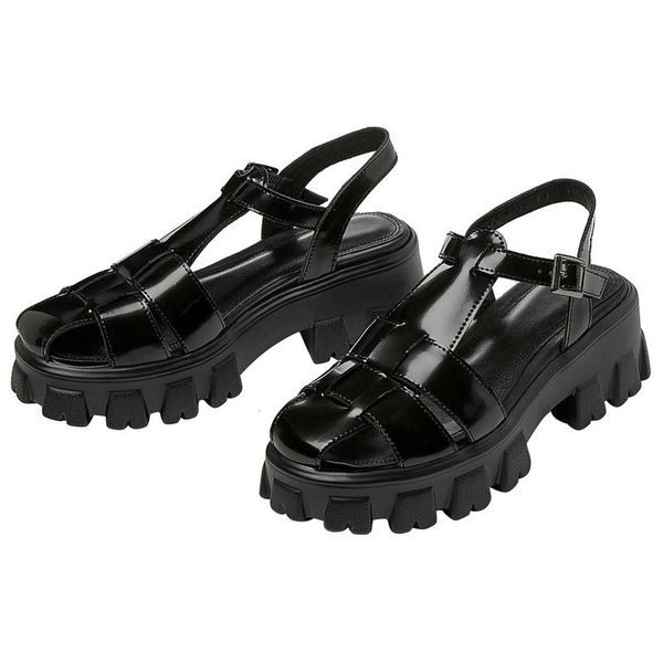 sandals round toe buckles for women genuine leather platform high heels pumps female retro summer party shoes woman, Black
sandals round toe buckles for women genuine leather platform high heels pumps female retro summer party shoes woman, Black