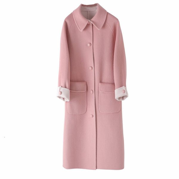 women's wool & blends 2021 autumn fashion coat turn down collar pink cashmere femme casaco abrigo streetwear, Black
women's wool & blends 2021 autumn fashion coat turn down collar pink cashmere femme casaco abrigo streetwear, Black