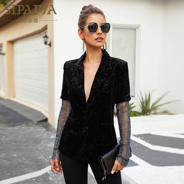 women's suits & blazers 2021 spring trend black velvet casual suit korean slim temperament long sleeved coat women, White;black
women's suits & blazers 2021 spring trend black velvet casual suit korean slim temperament long sleeved coat women, White;black