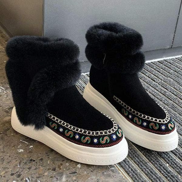 boots women's natural suede leather platform flats ankle leisure punk cold winter short snow comfort shoes, Black
boots women's natural suede leather platform flats ankle leisure punk cold winter short snow comfort shoes, Black