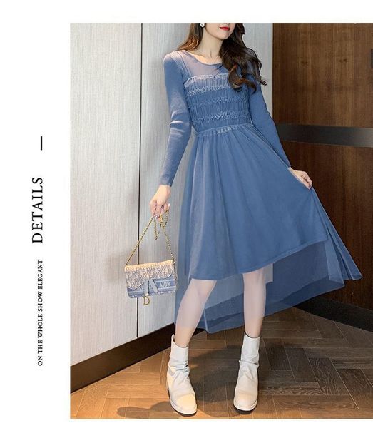 casual dresses gentle wind mesh splicing long sleeve dress autumn temperament fair maiden spells to receive waist knitting skirt, Black;gray
casual dresses gentle wind mesh splicing long sleeve dress autumn temperament fair maiden spells to receive waist knitting skirt, Black;gray