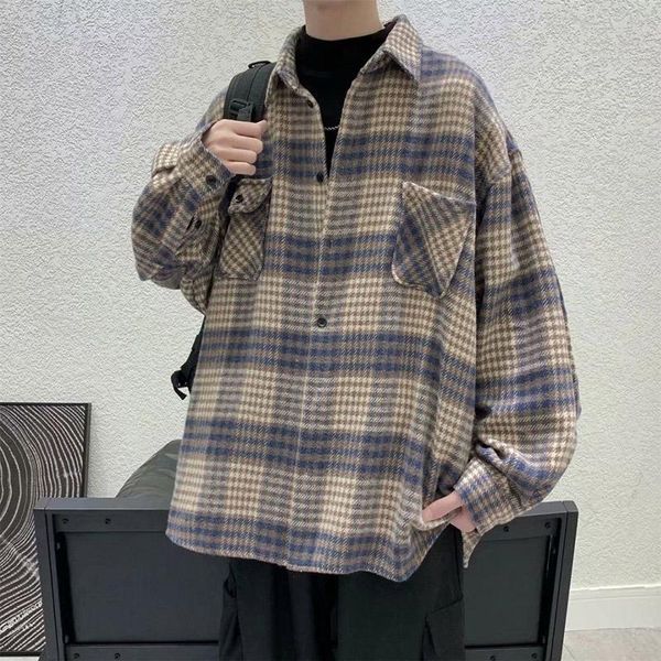 men's casual shirts autumn 2021 fashion retro plaid for men long sleeve blouse plus size oversized checked shirt hip hop, White;black
men's casual shirts autumn 2021 fashion retro plaid for men long sleeve blouse plus size oversized checked shirt hip hop, White;black
