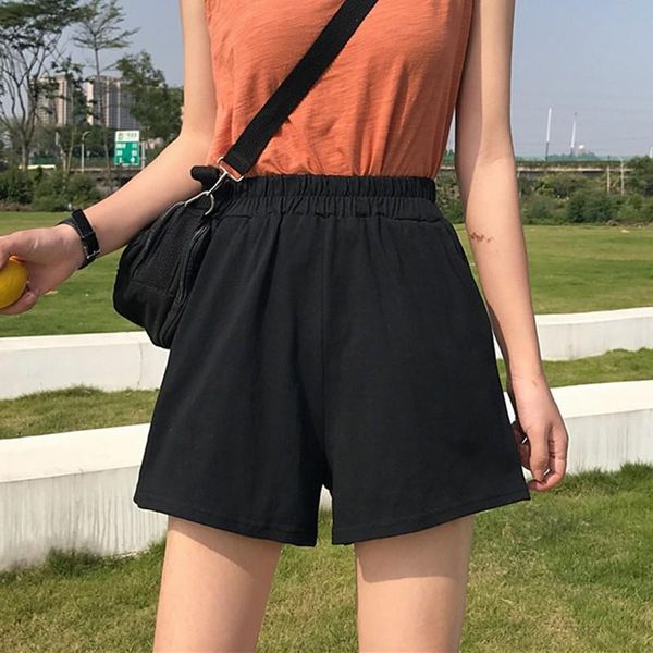 women shorts spring and summer high waist solid casual loose elastic straight booty pockets women's, White;black
women shorts spring and summer high waist solid casual loose elastic straight booty pockets women's, White;black