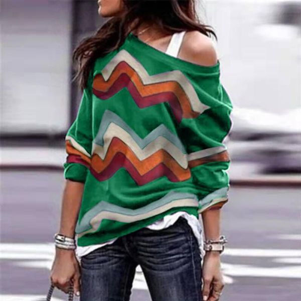 women's t-shirt strapless women casual loose round neck stripe printed long sleeve pullover blusa feminina, blusas, White
women's t-shirt strapless women casual loose round neck stripe printed long sleeve pullover blusa feminina, blusas, White