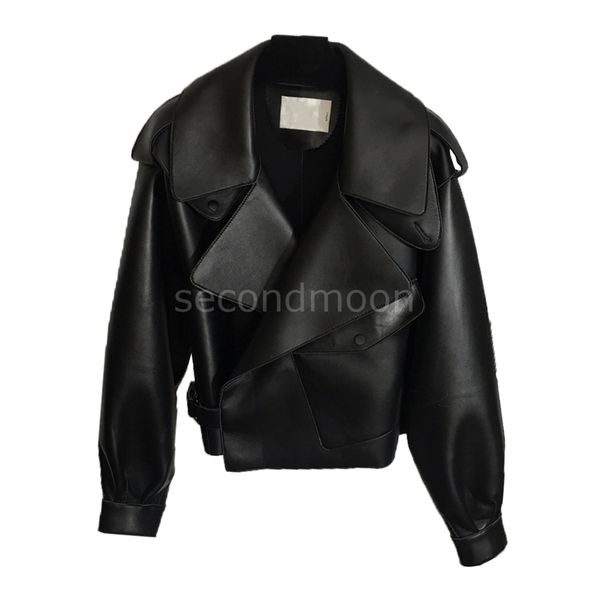 Image of Mens Genuine Leather Jackets Pure Sheepskin Designers Coat Fashion Streetwear Black Jacket Men Women Motorcycle Coats Clothing