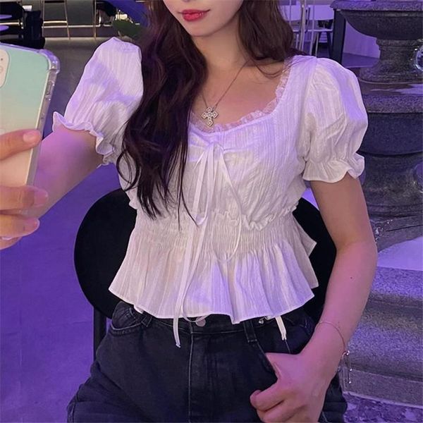 women's blouses & shirts om trendy pavilion pure desire girl square neck mesh lace lace-up with side temperament puff sleeve shir, White
women's blouses & shirts om trendy pavilion pure desire girl square neck mesh lace lace-up with side temperament puff sleeve shir, White