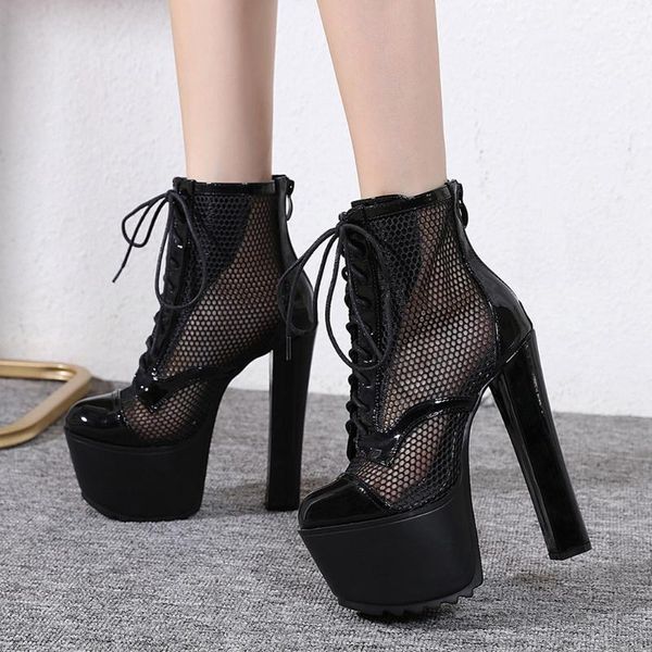 boots gigifox extreme high heels thick platform shoelaces mesh shoes woman party nightclub summer, Black
boots gigifox extreme high heels thick platform shoelaces mesh shoes woman party nightclub summer, Black