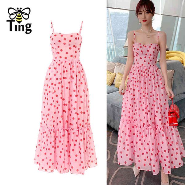 vintage elegant summer pink polka dot midi long chiffon dress women strap sleeveless sundresses holiday beach vestidos 210513, Black;gray
vintage elegant summer pink polka dot midi long chiffon dress women strap sleeveless sundresses holiday beach vestidos 210513, Black;gray