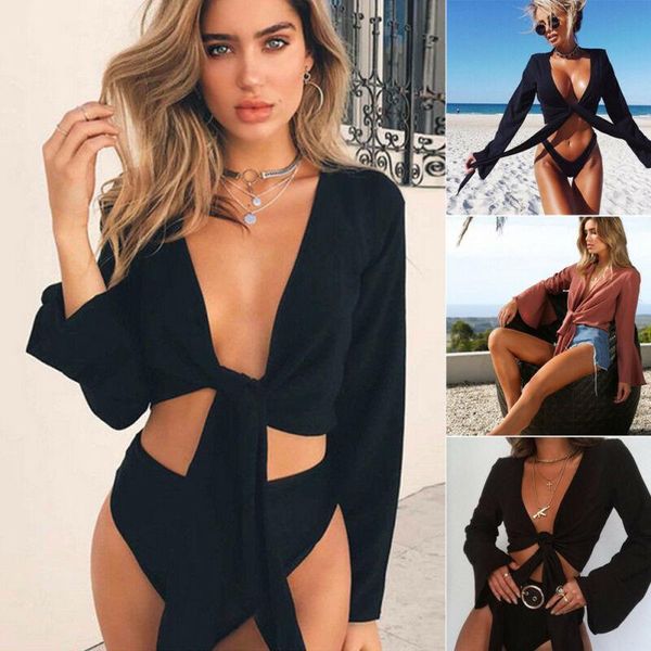 women's swimwear summer women casual off shoulder tank vest blouse long sleeve crop shirt bikini cover up beachwear, White;black
women's swimwear summer women casual off shoulder tank vest blouse long sleeve crop shirt bikini cover up beachwear, White;black