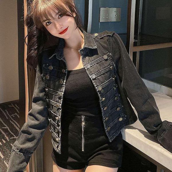 women's jackets retro denim bomber jacket women 2021 double-breasted slim black jeans coat tooling cardigan turn down collar crop, Black;brown
women's jackets retro denim bomber jacket women 2021 double-breasted slim black jeans coat tooling cardigan turn down collar crop, Black;brown