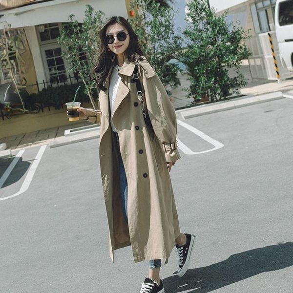 women's trench coats korean coat high waist lace up khaki windbreaker temperament loose fashion tide autumn 2021 arrival, Tan;black
women's trench coats korean coat high waist lace up khaki windbreaker temperament loose fashion tide autumn 2021 arrival, Tan;black