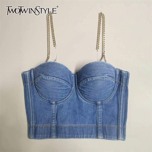 denim tank for women square collar sleeveless patchwork chain slim short vest female fashion summer 210524, White
denim tank for women square collar sleeveless patchwork chain slim short vest female fashion summer 210524, White