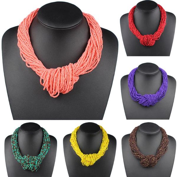 chokers small beads knot necklace women bohemian jewelry fashion multi layer vintage handmade choker 15 colors ethnic statement, Golden;silver 
chokers small beads knot necklace women bohemian jewelry fashion multi layer vintage handmade choker 15 colors ethnic statement, Golden;silver