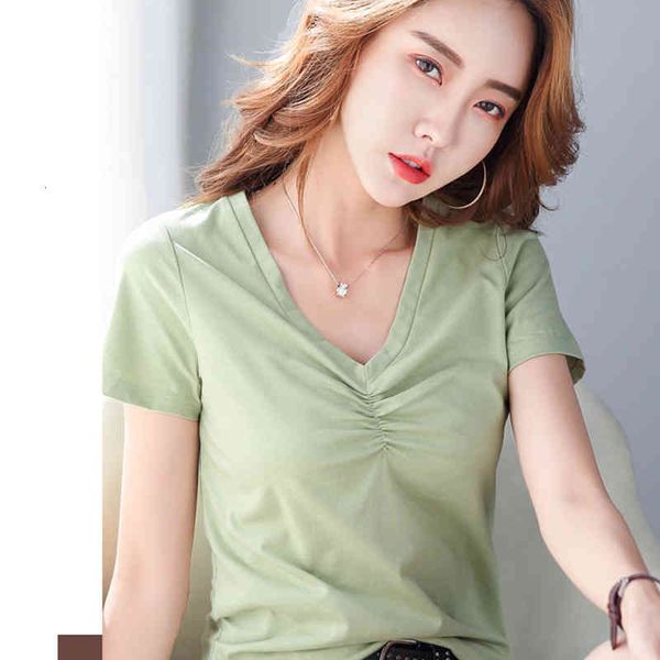 women's t-shirt shintimes summer solid v-neck wrinkled loose t cotton short sleeve tshirt clothes tee femme l74s, White
women's t-shirt shintimes summer solid v-neck wrinkled loose t cotton short sleeve tshirt clothes tee femme l74s, White