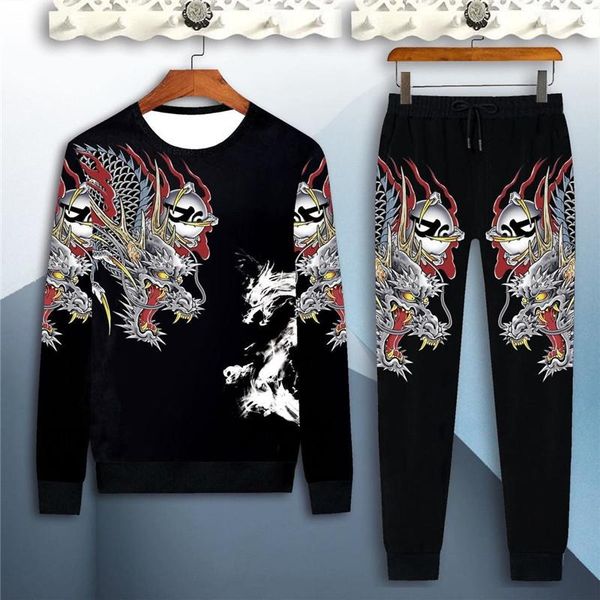 men's tracksuits 2021 autumn and winter long-sleeved two-piece phoenix print suit 3d chinese style colorful dragon casual sportswear, Gray
men's tracksuits 2021 autumn and winter long-sleeved two-piece phoenix print suit 3d chinese style colorful dragon casual sportswear, Gray