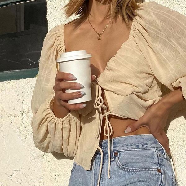 women's blouses & shirts summer chiffon lantern sleeve lace up women crop plus size fashion 2021 casual1, White
women's blouses & shirts summer chiffon lantern sleeve lace up women crop plus size fashion 2021 casual1, White