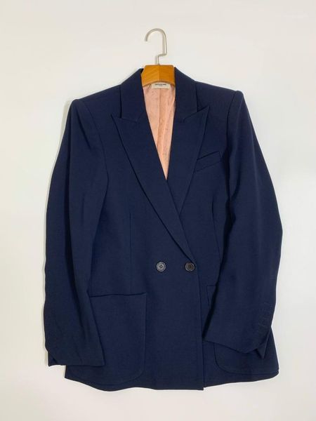 women blazer 2021 autumn solid color dark blue loose two buttons jacket women's suits & blazers, White;black
women blazer 2021 autumn solid color dark blue loose two buttons jacket women's suits & blazers, White;black