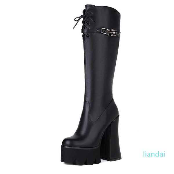 boots style cowhide women's high for autumn and winter warmth front lace-up platform, super heel catwalk, Black
boots style cowhide women's high for autumn and winter warmth front lace-up platform, super heel catwalk, Black