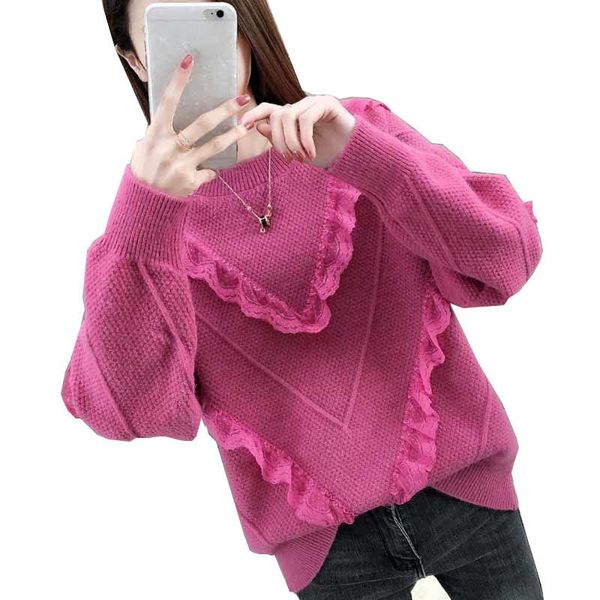 women's sweaters women autumn winter pullover female lacesplicing sweater 2021 ladies plus velvet all-match casual a448, White;black
women's sweaters women autumn winter pullover female lacesplicing sweater 2021 ladies plus velvet all-match casual a448, White;black