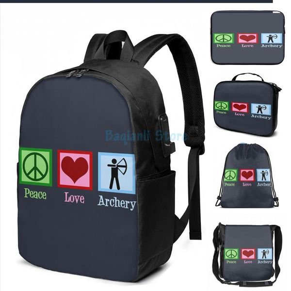 funny graphic print peace love archery usb charge backpack men school bags women bag travel laptop 
funny graphic print peace love archery usb charge backpack men school bags women bag travel laptop