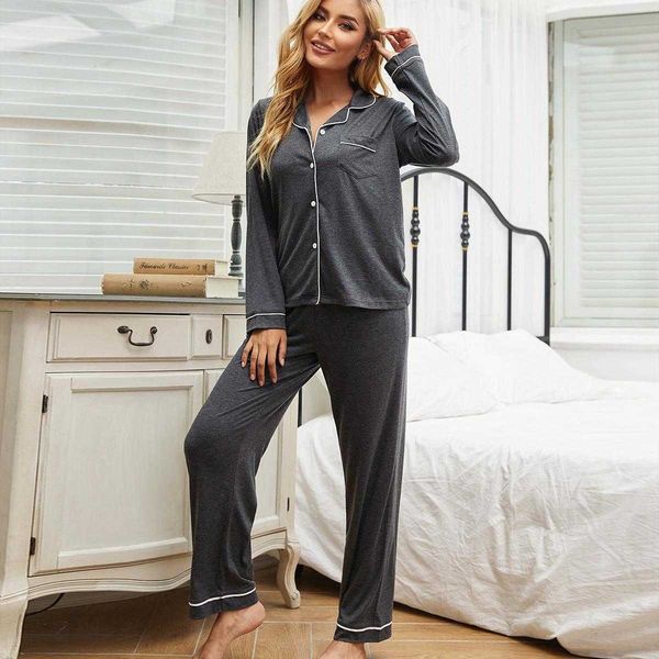 women's sleepwear ladies pajamas solid color long sleeve cardigan trousers can be wearable homewear pajamas set, Black;red
women's sleepwear ladies pajamas solid color long sleeve cardigan trousers can be wearable homewear pajamas set, Black;red