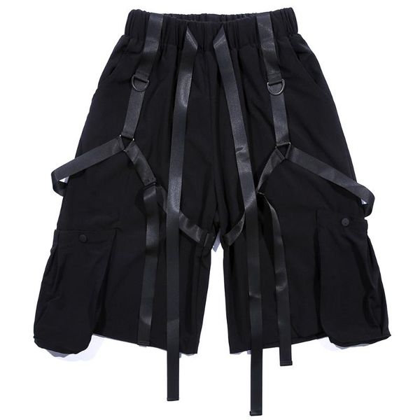 men's shorts summer cargo men functional ribbons short jogger pockets hip hop punk night club streetwear tactical knee length, White;black
men's shorts summer cargo men functional ribbons short jogger pockets hip hop punk night club streetwear tactical knee length, White;black
