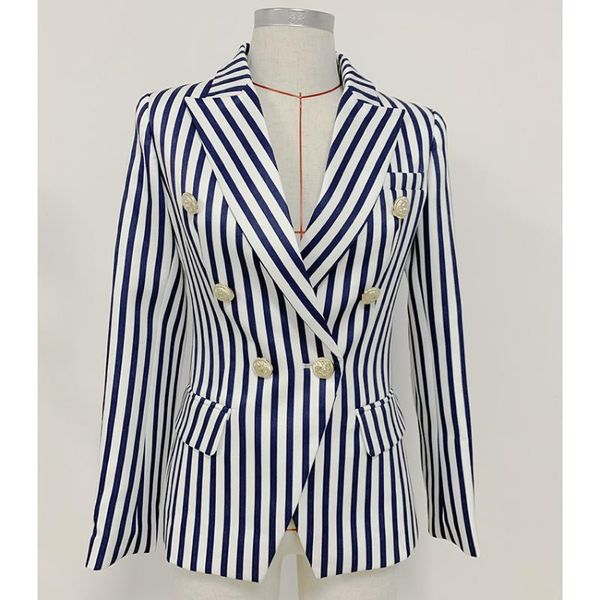 women's suits & blazers est fashion 2021 designer blazer women's classic lion buttons double breasted vertical striped jack, White;black
women's suits & blazers est fashion 2021 designer blazer women's classic lion buttons double breasted vertical striped jack, White;black