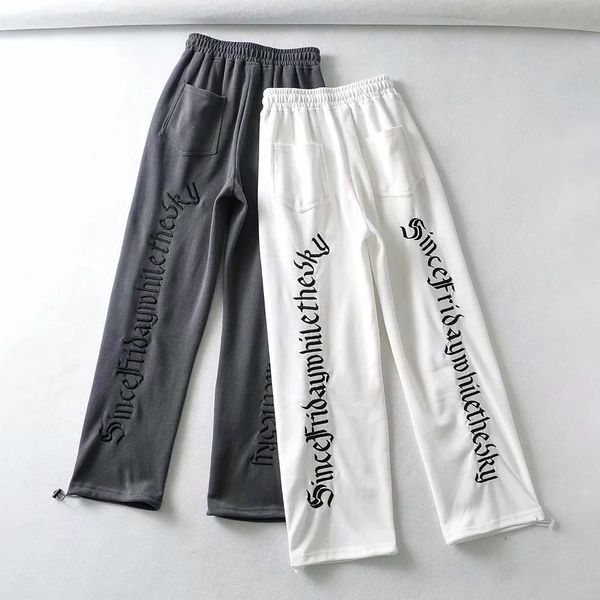 fashionable pants high waist loose wide leg women's letter embroidery drawstring leggings tt-ry30, Black;white
fashionable pants high waist loose wide leg women's letter embroidery drawstring leggings tt-ry30, Black;white