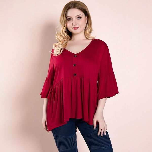 women's blouses & shirts plus size loose oversized blouse women summer v neck three quarter sleeve casual red ruffles ladies tunic, White
women's blouses & shirts plus size loose oversized blouse women summer v neck three quarter sleeve casual red ruffles ladies tunic, White