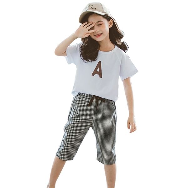 summer clothes for girls tshirt + short teenage clothing plaid pattern children girl casual style children's suits 210528, White
summer clothes for girls tshirt + short teenage clothing plaid pattern children girl casual style children's suits 210528, White