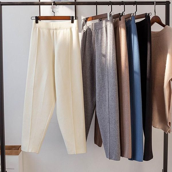 women's pants & capris winter drawstring harem women loose trousers female knitted mid with pockets knit, Black;white
women's pants & capris winter drawstring harem women loose trousers female knitted mid with pockets knit, Black;white