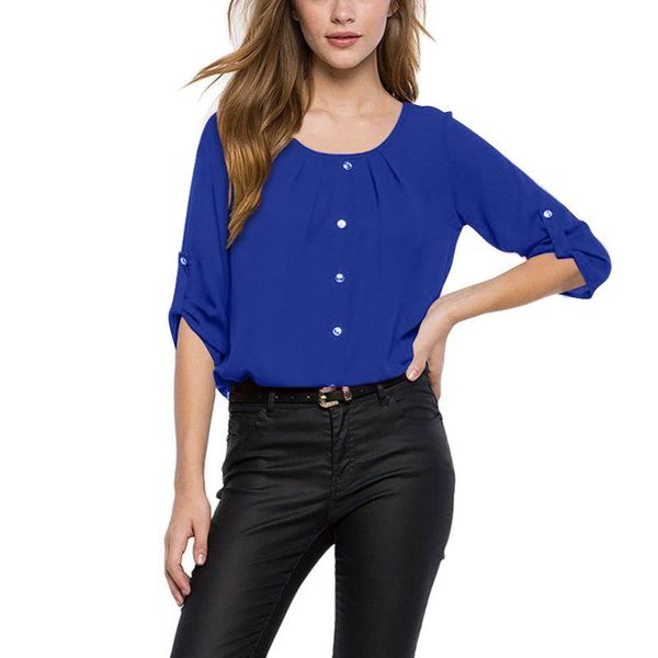women's blouses & shirts women loose shirt blusas summer spring casual office work wear ladies round neck 3/4 sleeve chiffon blouse plu, White
women's blouses & shirts women loose shirt blusas summer spring casual office work wear ladies round neck 3/4 sleeve chiffon blouse plu, White