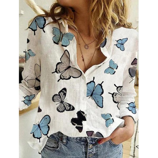 women's butterfly print shirt fashion wild casual long sleeve single-breasted lapel blouse blouses & shirts, White
women's butterfly print shirt fashion wild casual long sleeve single-breasted lapel blouse blouses & shirts, White