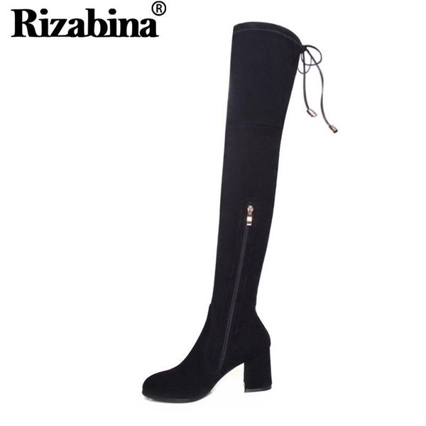 boots rizabina real leather stretch women zipper round toe square heel over knee slim thigh high shoes size 34-43, Black
boots rizabina real leather stretch women zipper round toe square heel over knee slim thigh high shoes size 34-43, Black