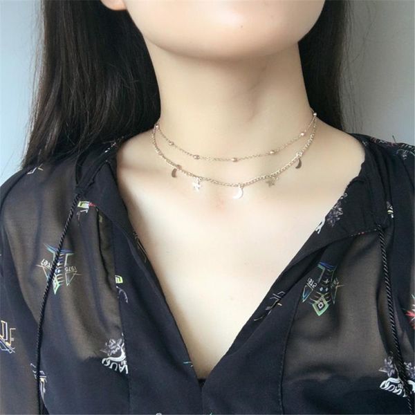 han edition women contracted temperament double moon stars short necklace round pearl collar bone chain collars chokers, Golden;silver
han edition women contracted temperament double moon stars short necklace round pearl collar bone chain collars chokers, Golden;silver